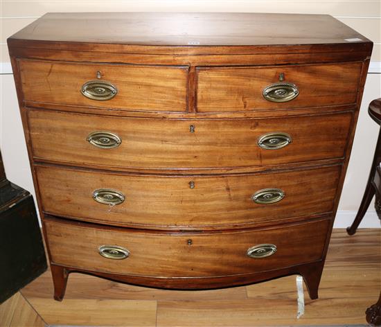 A Regency mahogany bowfront chest, W.105cms